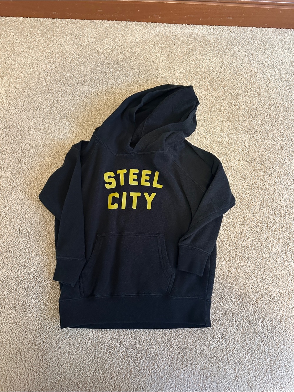 Kids Black Hoodie with Yellow 'Steel City' Graphic